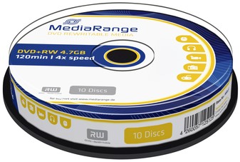 DVD+RW MediaRange 4.7GB|rewritable, 10 stuks