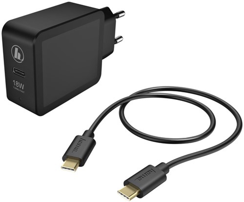 Oplader Hama USB-C 18W 1,5 meter zwart