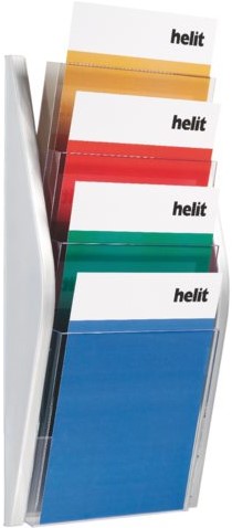 Folderhouder Helit wand 4xA4 zilver