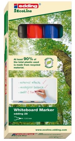 Viltstift edding 28 whiteboard Eco rond assorti 1.5-3mm 4st