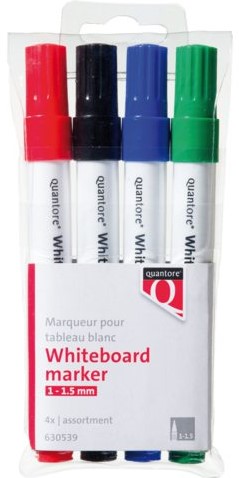 Whiteboardstift Quantore rond 1-1.5mm 4stuks assorti